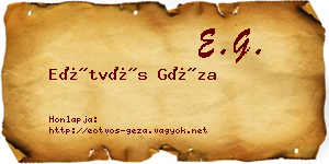 Eötvös Géza névjegykártya